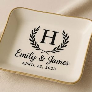 15 Personalized Monogram Ceramic Catchall Bowl for Wedding Gift