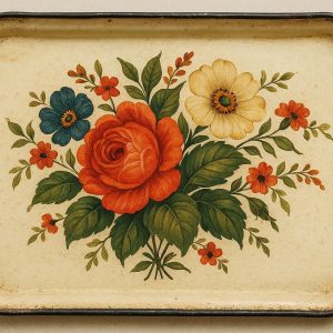 20 Vintage Style Enamelware Decorative Tray with Floral Pattern