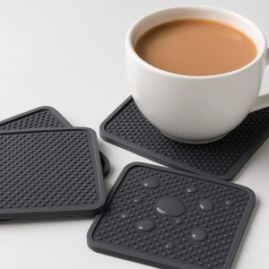 22 Silicone Coasters Non Slip Waterproof Set of 4 for Hot Drinks
